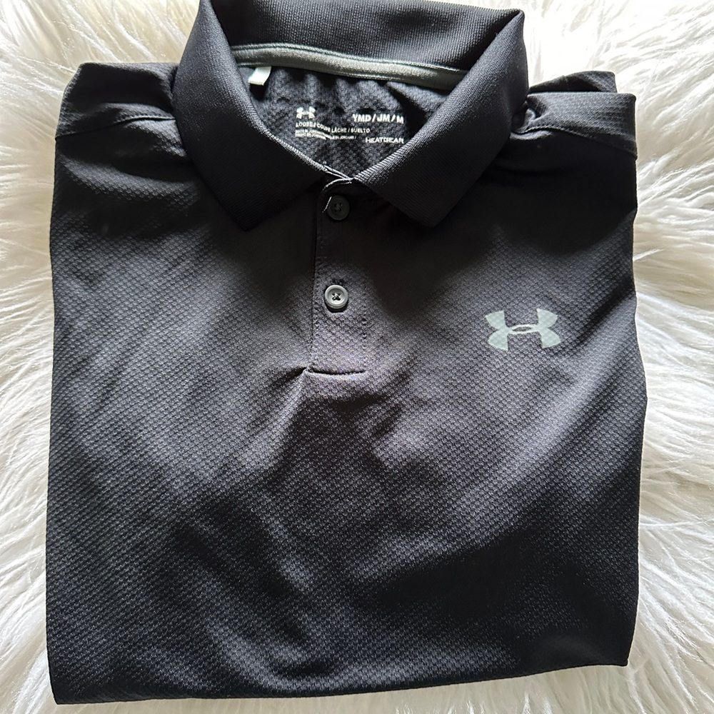 Boys Under Armor black performance polo